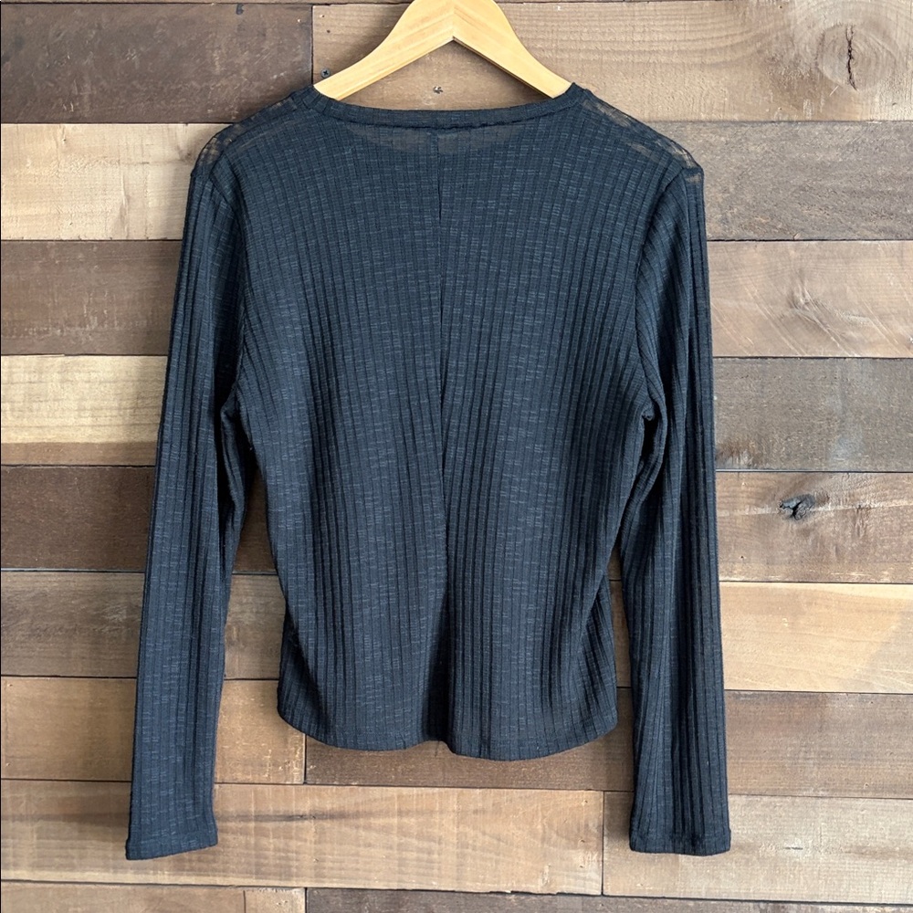 Free People Black Ribbed Long Sleeve Top - Picture 3 of 3